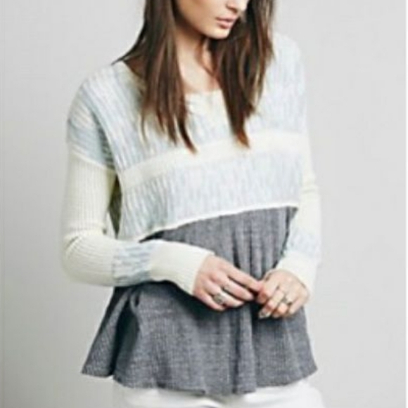 Free People Sweaters - Free People Waffle Knit Fair Isle Peplum Sweater